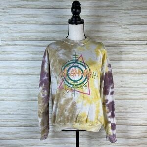 Goodie Two Sleeves Yellow Purple Tie Dye Def Leppard Crewneck